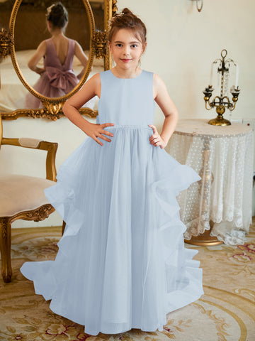 Vestido de princesa/vestido de princesa de satén y tul para niña de las flores 