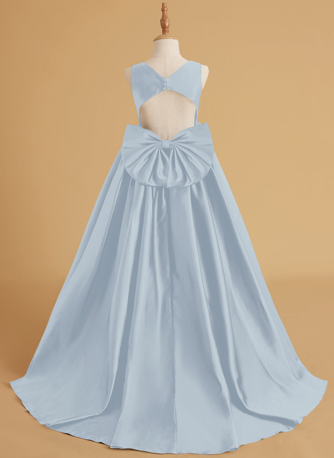 Vestido de princesa de satén con cola para niña de las flores 