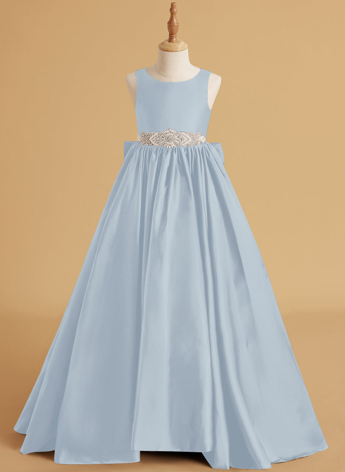 Vestido de princesa de satén con cola para niña de las flores 