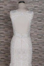 Vestidos de novia elegantes de sirena con apliques en el cuello cuadrado. 