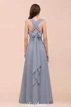 Vestido de dama de honor sin mangas, corte en A, vestido formal hasta el suelo