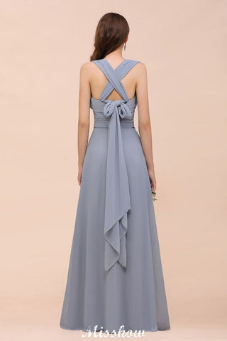 Vestido de dama de honor sin mangas, corte en A, vestido formal hasta el suelo