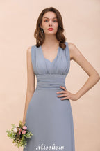 Vestido de dama de honor sin mangas, corte en A, vestido formal hasta el suelo