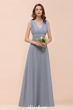Vestido de dama de honor sin mangas, corte en A, vestido formal hasta el suelo