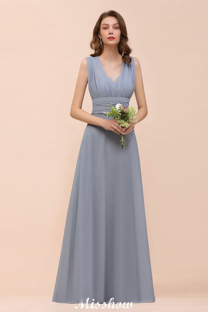 Vestido de dama de honor sin mangas, corte en A, vestido formal hasta el suelo