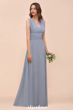 Vestido de dama de honor sin mangas, corte en A, vestido formal hasta el suelo