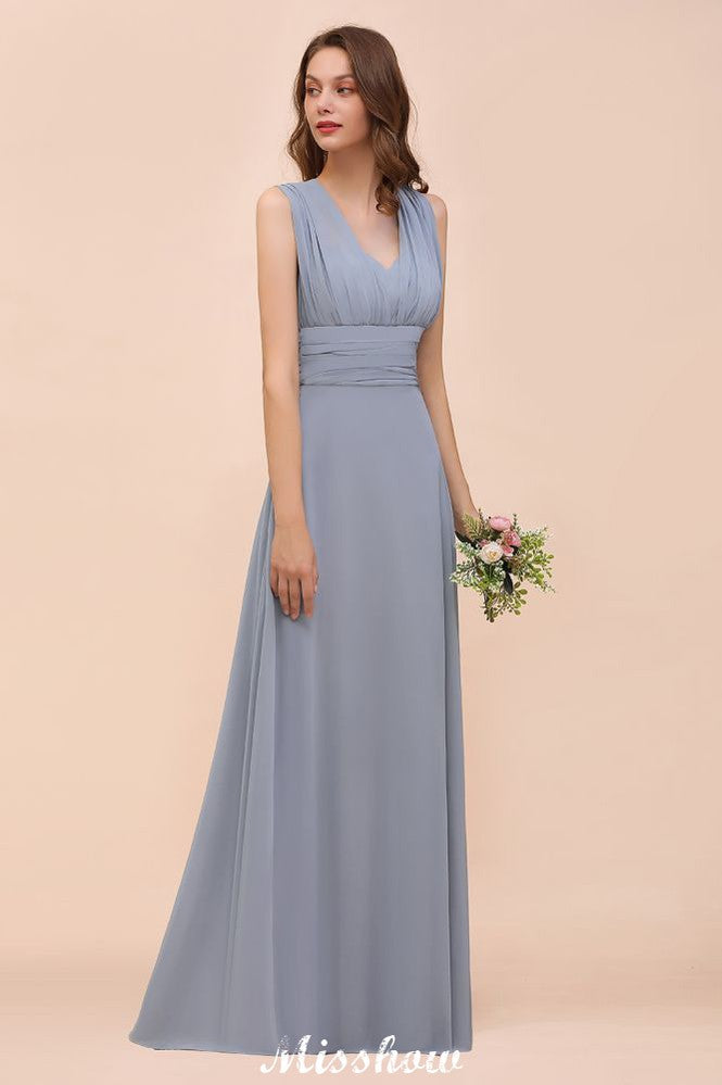 Vestido de dama de honor sin mangas, corte en A, vestido formal hasta el suelo