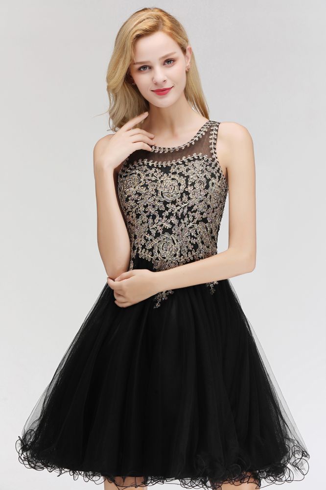 Robe de cocktail sans manches trapèze ornée de perles scintillantes, robe de bal de fin d'année
