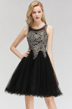 Robe de cocktail sans manches trapèze ornée de perles scintillantes, robe de bal de fin d'année
