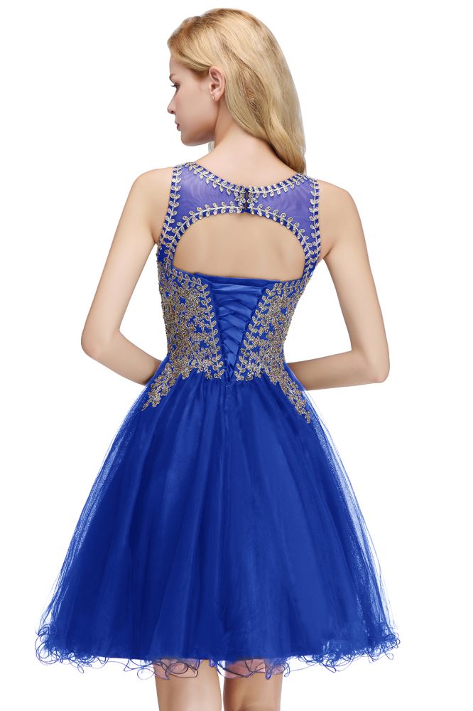 Robe de cocktail sans manches trapèze ornée de perles scintillantes, robe de bal de fin d'année