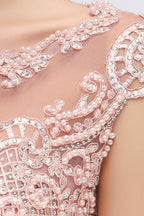 Sleeveless Aline Evening Maxi Dress Beading Crew Neck Party Dress Floor Length