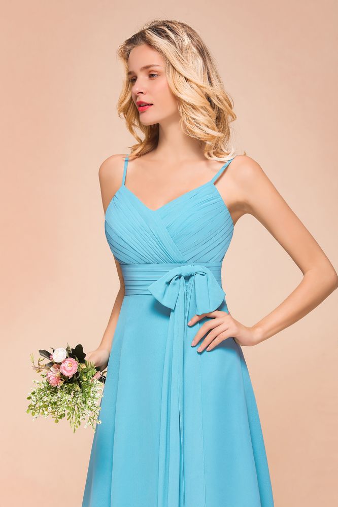 Vestido corto de dama de honor de gasa sin mangas hasta el tobillo, estilo mini, ideal para invitadas a bodas en la playa.