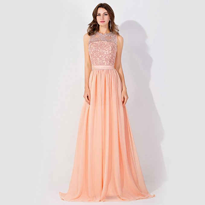 Robe de soirée sans manches en mousseline ornée de perles, col rond, coupe trapèze, robe de demoiselle d'honneur