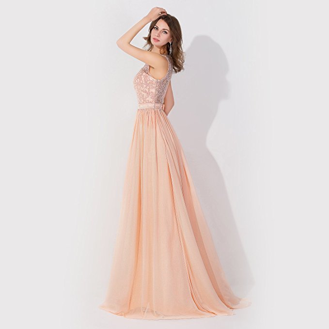 Robe de soirée sans manches en mousseline ornée de perles, col rond, coupe trapèze, robe de demoiselle d'honneur