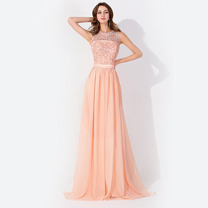 Robe de soirée sans manches en mousseline ornée de perles, col rond, coupe trapèze, robe de demoiselle d'honneur