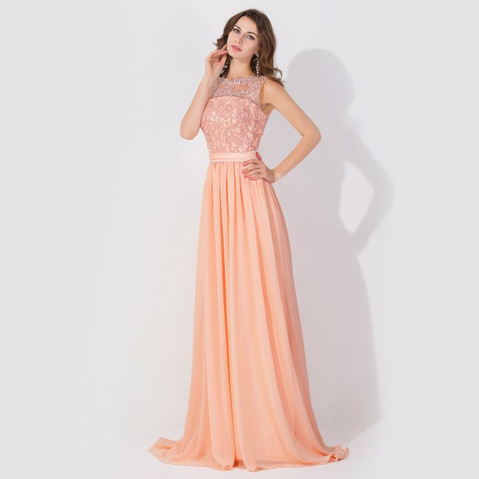 Robe de soirée sans manches en mousseline ornée de perles, col rond, coupe trapèze, robe de demoiselle d'honneur