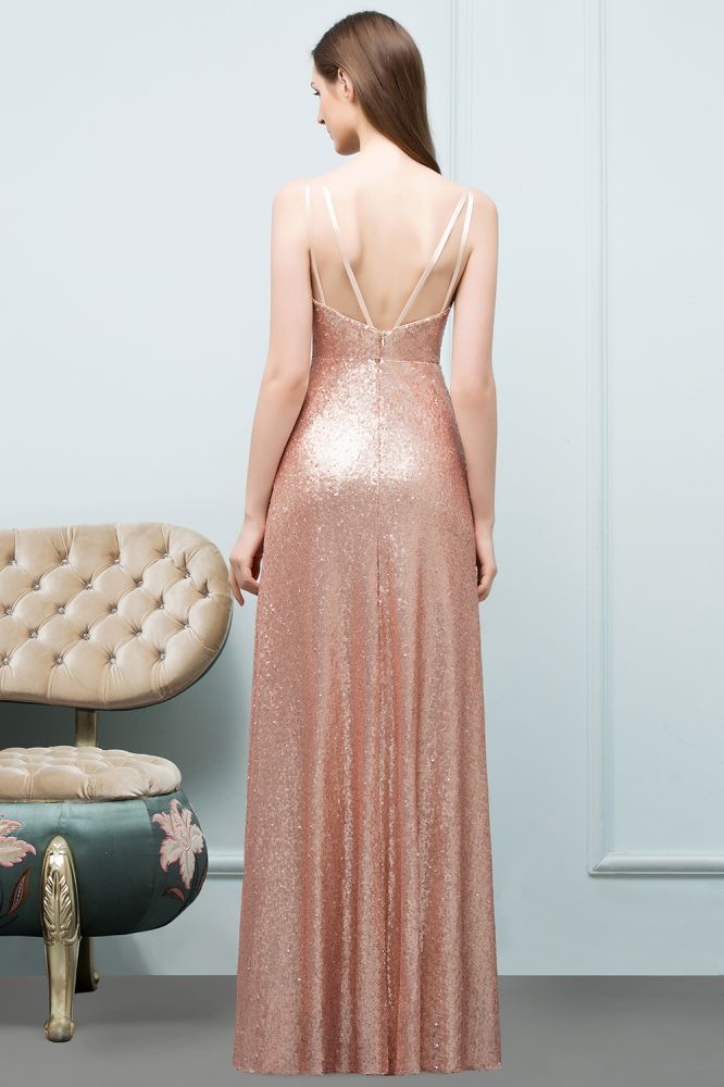 Robes de bal longues sans manches à col rond et sequins