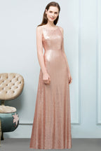 Robes de bal longues sans manches à col rond et sequins