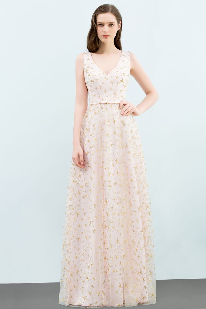 Robes de bal longues sans manches en tulle à col en V et sans manches, ornées d'appliqués