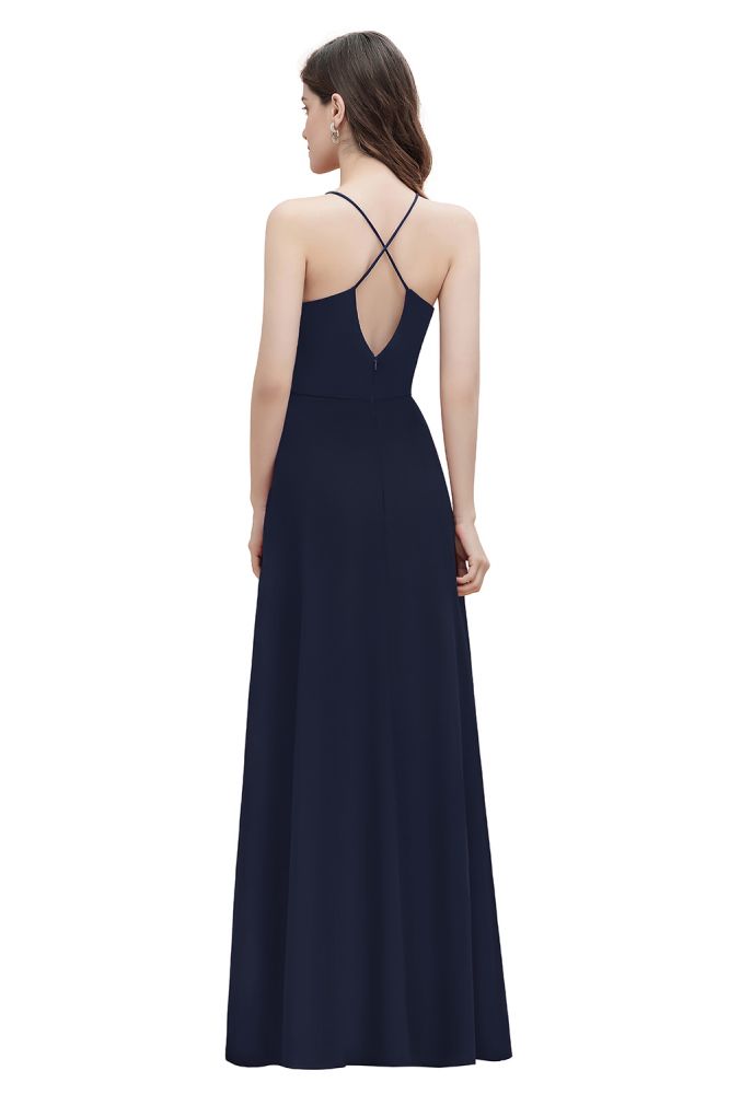 Robe de soirée maxi à bretelles spaghetti, coupe bateau, sequins et mousseline, robe de demoiselle d'honneur