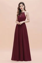Robe de soirée maxi à bretelles spaghetti, coupe bateau, sequins et mousseline, robe de demoiselle d'honneur