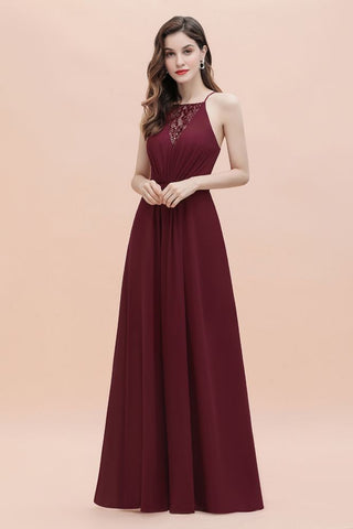 Spaghetti Bateau Aline Evening Maxi Dress Sequins Chiffon Bridesmaid Dress