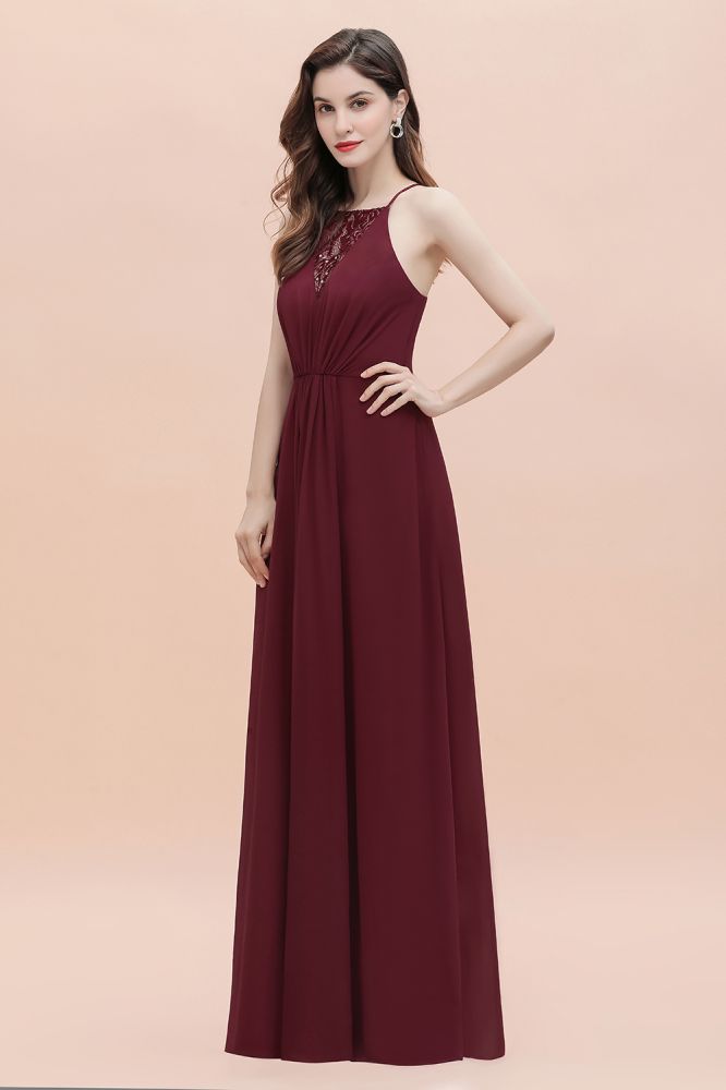 Robe de soirée maxi à bretelles spaghetti, coupe bateau, sequins et mousseline, robe de demoiselle d'honneur