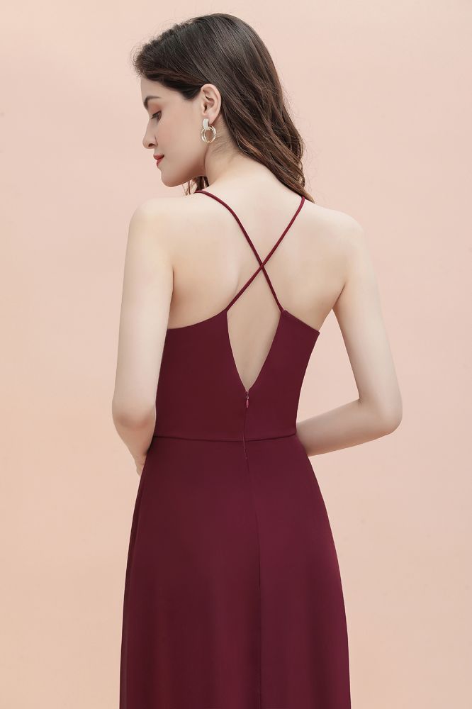 Robe de soirée maxi à bretelles spaghetti, coupe bateau, sequins et mousseline, robe de demoiselle d'honneur
