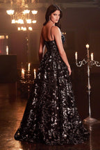 Spaghetti Strap Emebellished Long Prom Dress