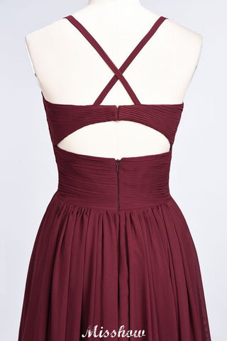 Vestido de dama de honor largo hasta el suelo, sin mangas, con escote en V y tirantes finos