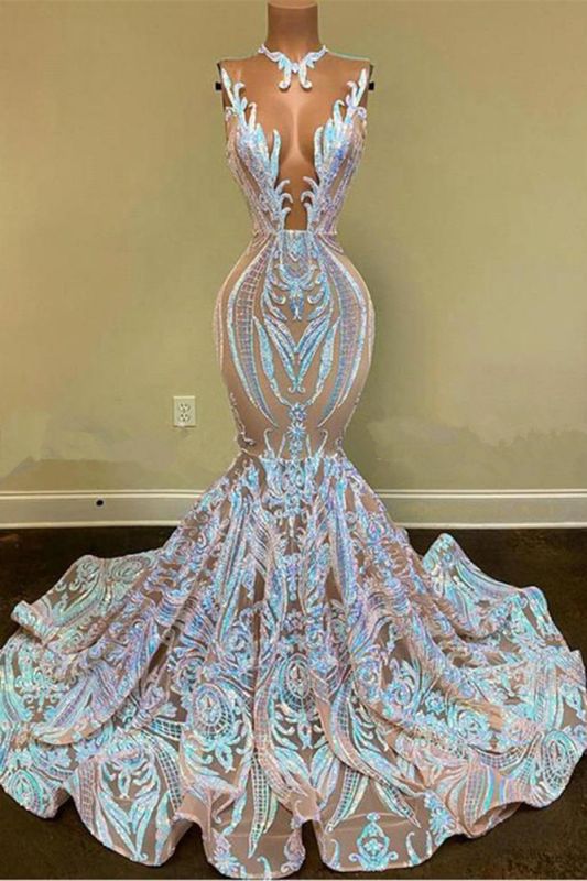 Vestido de graduación largo hasta el suelo con encaje floral brillante estilo sirena