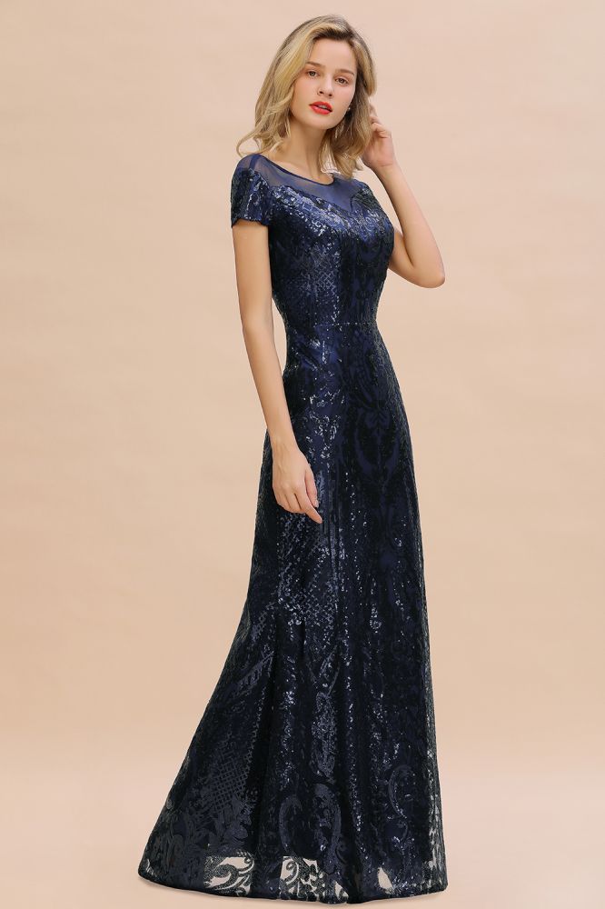 Vestido de fiesta sirena con lentejuelas brillantes, estilo vintage años 20, largo hasta el suelo.
