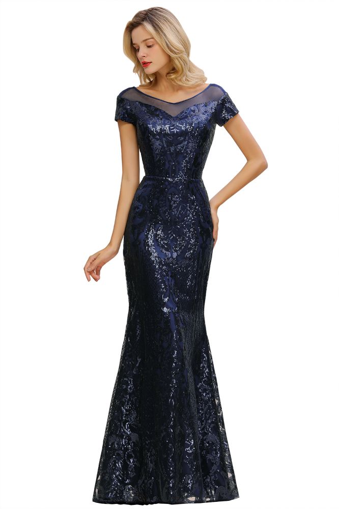 Vestido de fiesta sirena con lentejuelas brillantes, estilo vintage años 20, largo hasta el suelo.