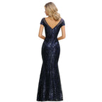 Vestido de fiesta sirena con lentejuelas brillantes, estilo vintage años 20, largo hasta el suelo.