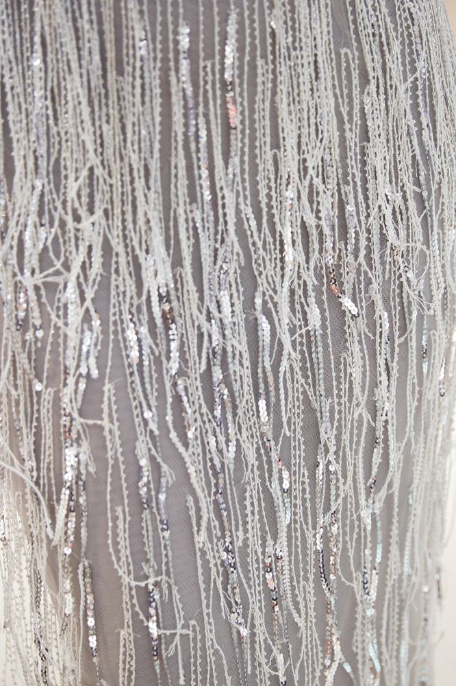 Sparkly V-Neck Tassels Mermaid Prom Dress Sequins Party Gown