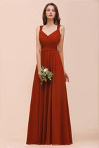 Robe de soirée longue et cintrée à bretelles pour la mariée et les demoiselles d'honneur