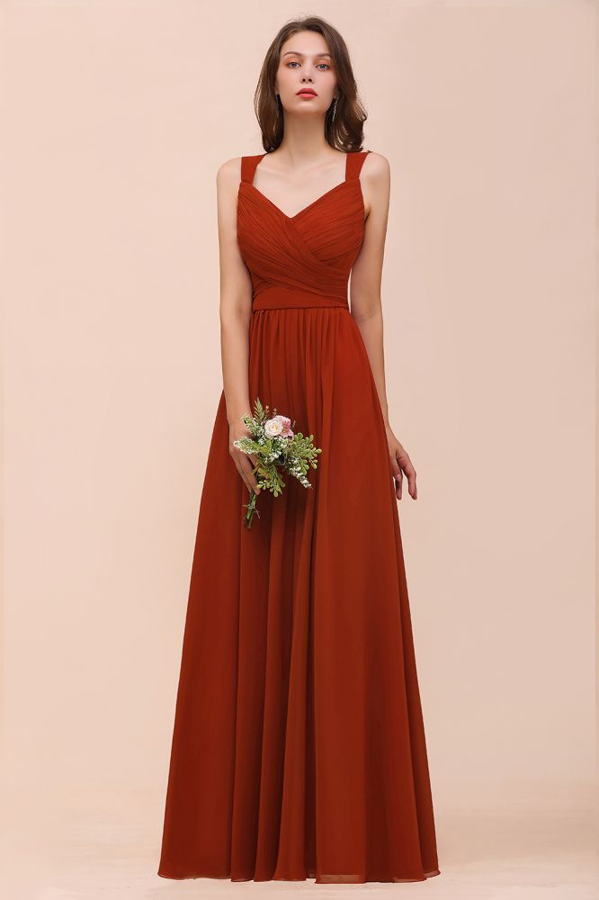 Robe de soirée longue et cintrée à bretelles pour la mariée et les demoiselles d'honneur
