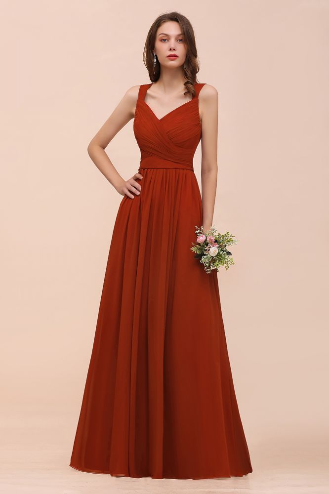 Robe de soirée longue et cintrée à bretelles pour la mariée et les demoiselles d'honneur