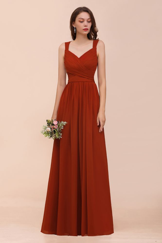 Robe de soirée longue et cintrée à bretelles pour la mariée et les demoiselles d'honneur