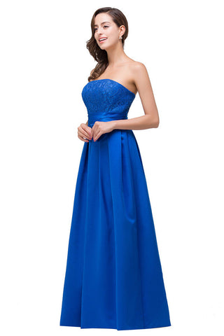 Strapless A-line  Lace-up Floor-length Appliques Bridesmaid Dresses