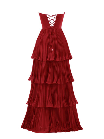 Baoleely Khalani | Strapless Emerald Green Ruffle Multi-Layer Long Prom Dress