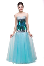 Strapless Floor-length Mermaid Tulle Sequins Porm Dresses