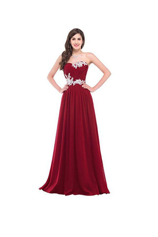Strapless Long Evening Dress with Appliques Prom Dresses PG276