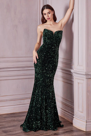 Robe de bal sirène longue à sequins