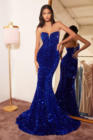 Robe de bal sirène longue à sequins