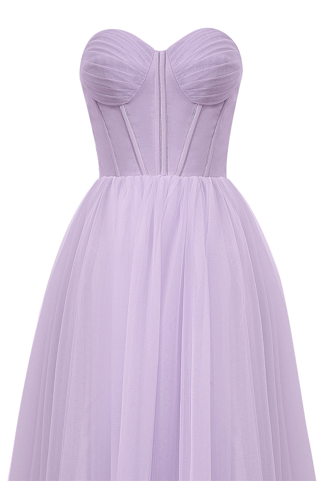 Vestido midi de tul abullonado sin tirantes