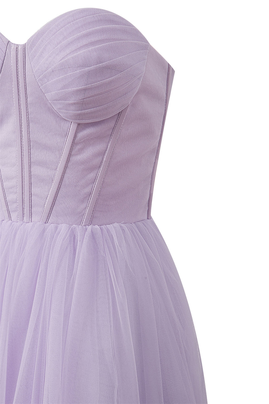 Vestido midi de tul abullonado sin tirantes