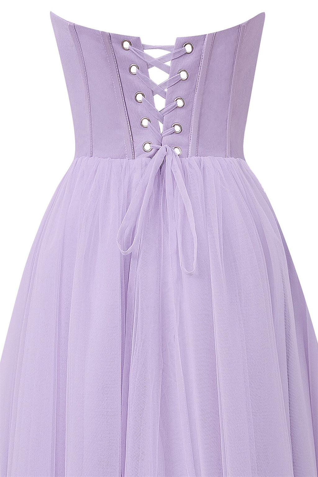 Vestido midi de tul abullonado sin tirantes