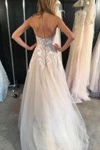 Vestidos de novia de tul transparente, sexis y sin tirantes con escote corazón WD352