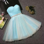 Vestido de fiesta corto rosa rubor sin tirantes con escote corazón PD304